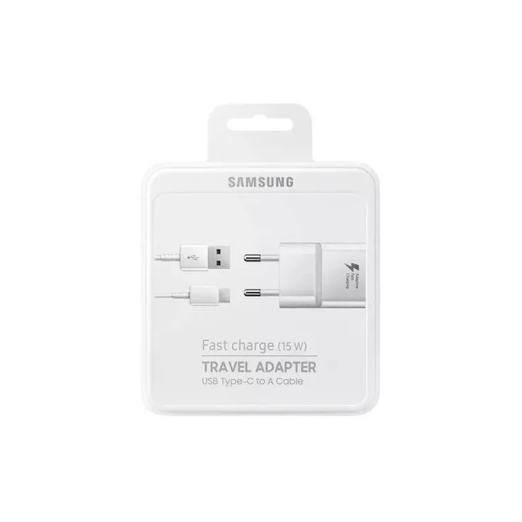 Samsung® Cargador (Adaptador) de casa con cable Tipo C 15W Carga Rápida Blanco